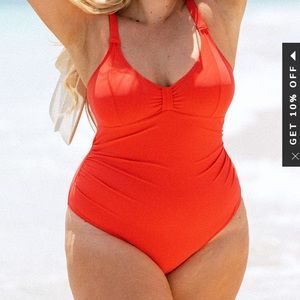 Cupshe Ally Ruched Cut-Out Back Plus Size One Piece Swimsuit